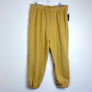NWT DSG mustard yellow sweatpants drawstring adjustable plus size pockets
